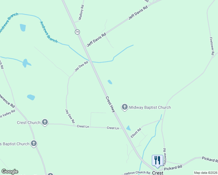 map of restaurants, bars, coffee shops, grocery stores, and more near 5420 Crest Highway in Thomaston
