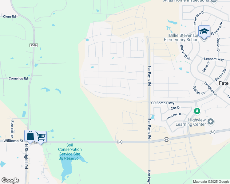 map of restaurants, bars, coffee shops, grocery stores, and more near Red Oak Drive in Rockwall
