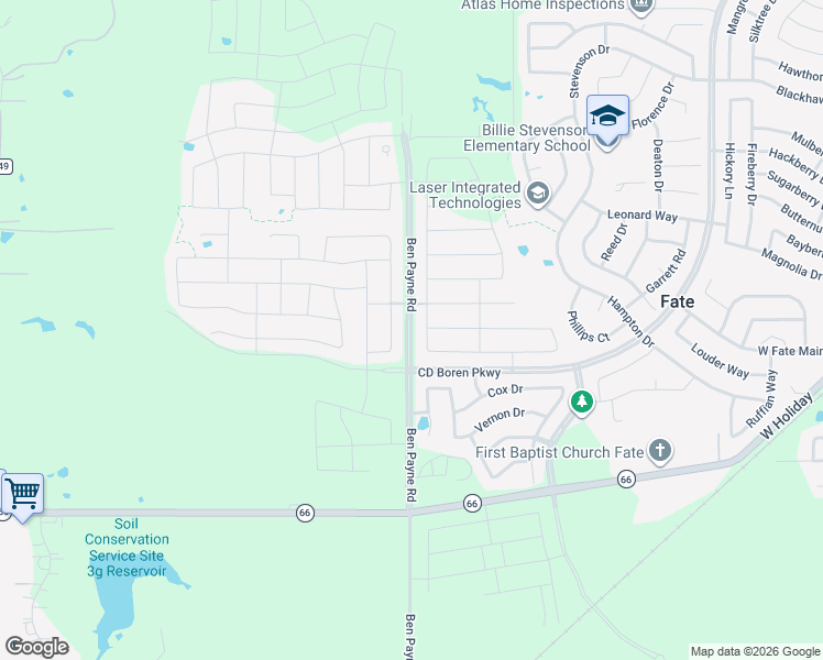 map of restaurants, bars, coffee shops, grocery stores, and more near 798 Ben Payne Road in Rockwall