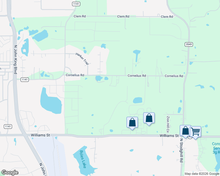 map of restaurants, bars, coffee shops, grocery stores, and more near 555 Cornelius Road in Rockwall