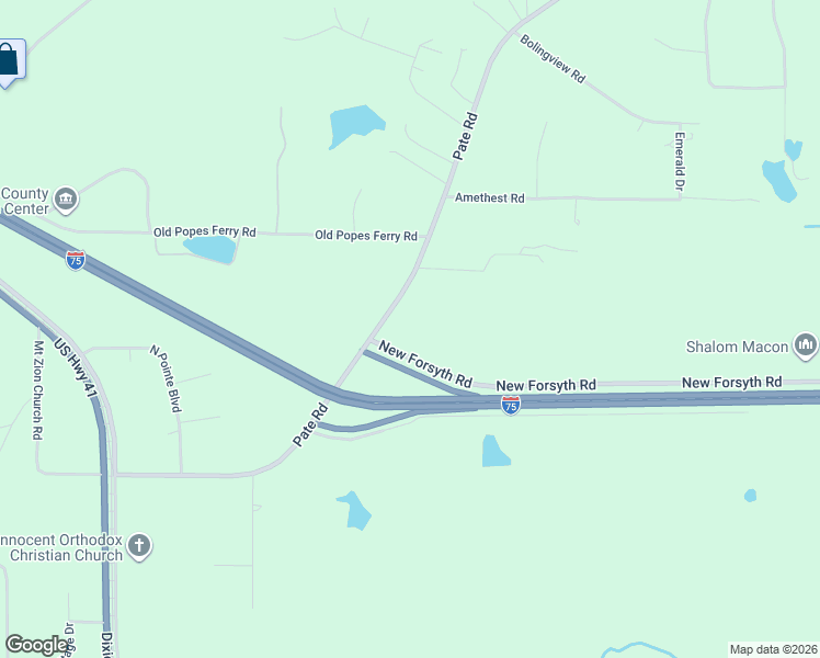 map of restaurants, bars, coffee shops, grocery stores, and more near 459 Pate Road in Macon