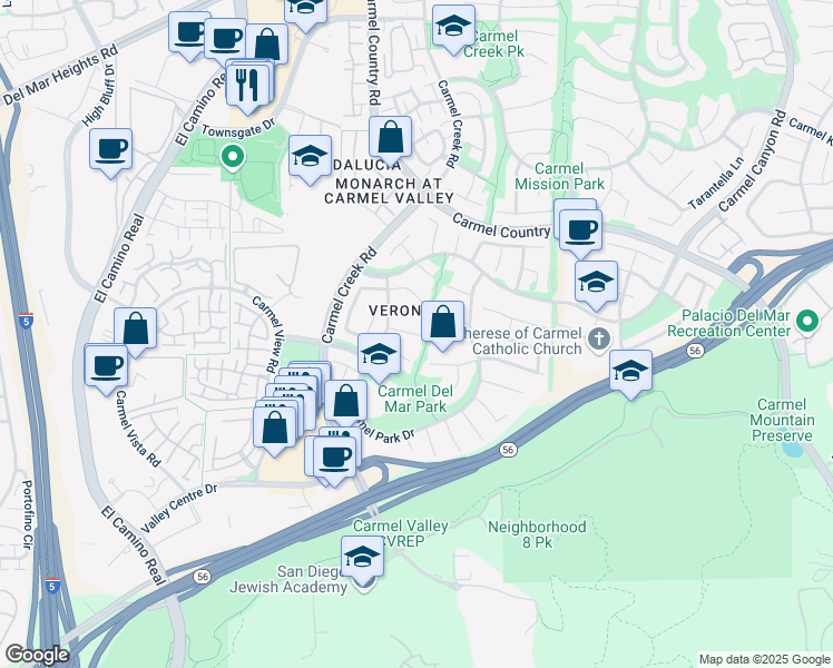 map of restaurants, bars, coffee shops, grocery stores, and more near 4115 Portilla Place in San Diego