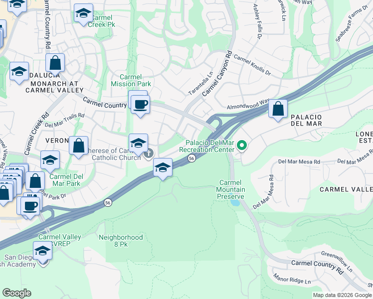 map of restaurants, bars, coffee shops, grocery stores, and more near 4610 Da Vinci Street in San Diego