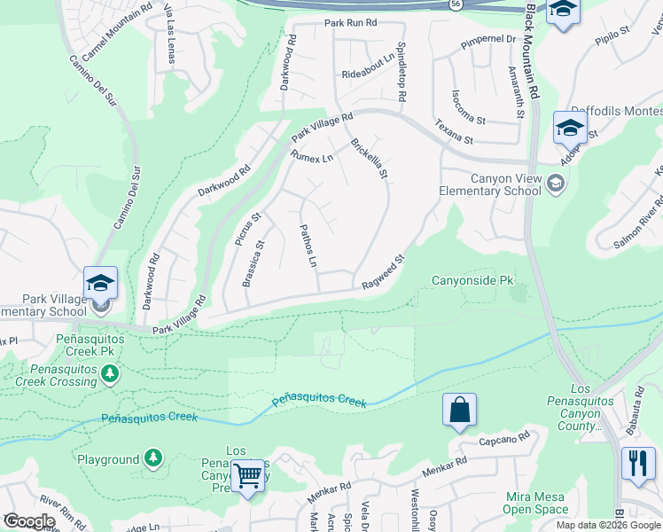 map of restaurants, bars, coffee shops, grocery stores, and more near 8554 Foucaud Way in San Diego