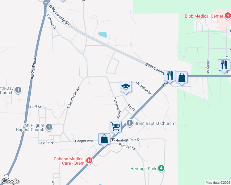 map of restaurants, bars, coffee shops, grocery stores, and more near 298 Tabernacle Road in Brent
