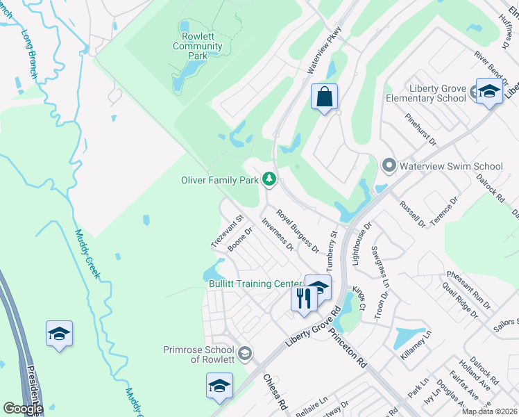 map of restaurants, bars, coffee shops, grocery stores, and more near 9413 Kings Link Circle in Rowlett
