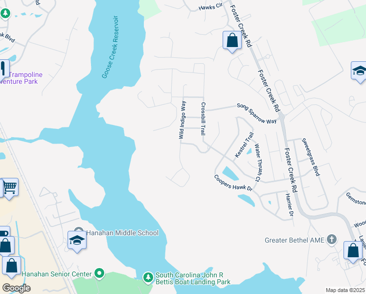 map of restaurants, bars, coffee shops, grocery stores, and more near 7523 Stargazer Drive in Hanahan
