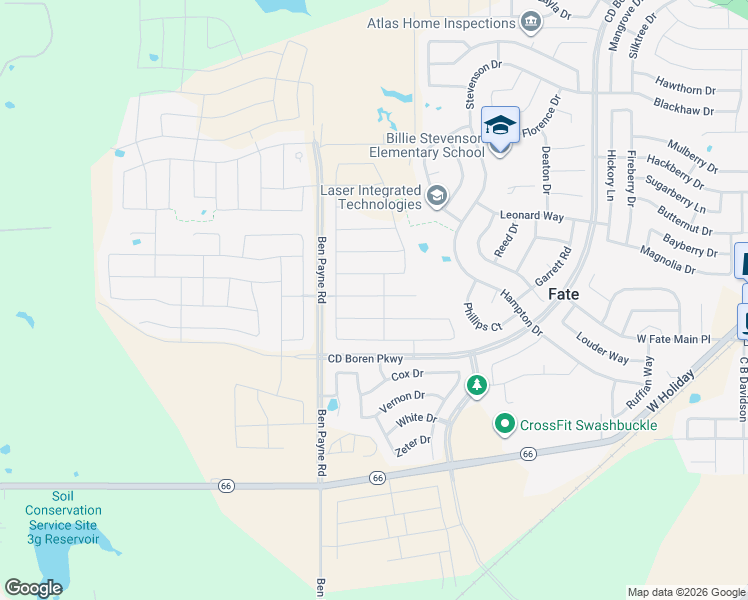 map of restaurants, bars, coffee shops, grocery stores, and more near 309 Aeronca Drive in Rockwall