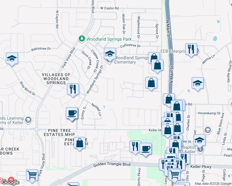 map of restaurants, bars, coffee shops, grocery stores, and more near 11828 Gold Creek Dr E in Fort Worth