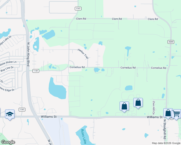 map of restaurants, bars, coffee shops, grocery stores, and more near 291-333 Cornelius Road in Rockwall