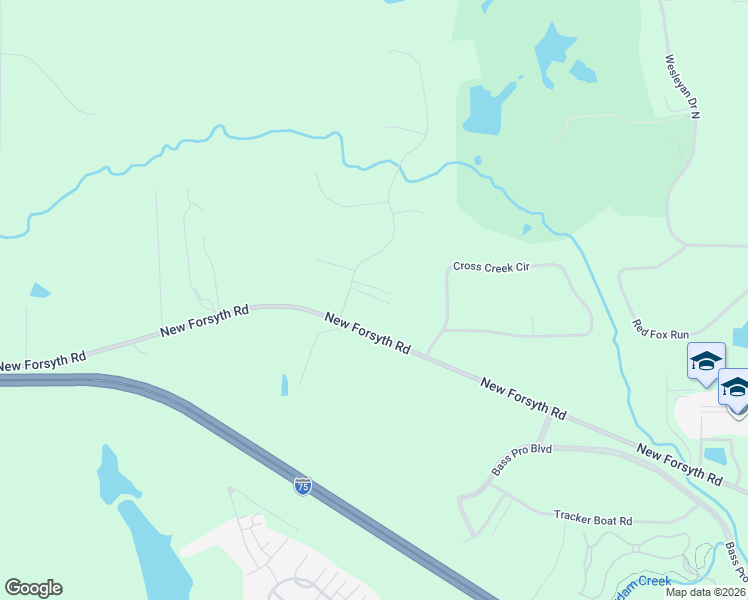 map of restaurants, bars, coffee shops, grocery stores, and more near 104 Hunters Court in Macon