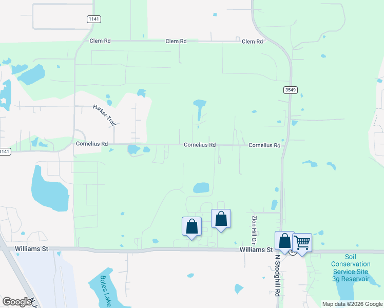map of restaurants, bars, coffee shops, grocery stores, and more near 777 Cornelius Road in Rockwall