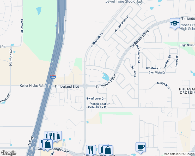 map of restaurants, bars, coffee shops, grocery stores, and more near 2544 Grey Kingbird Trail in Keller