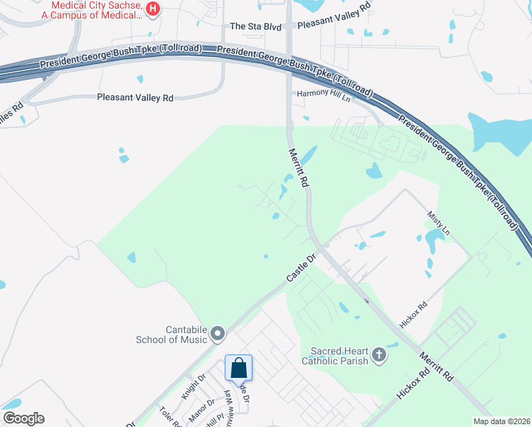 map of restaurants, bars, coffee shops, grocery stores, and more near 9521 Merritt Road in Rowlett