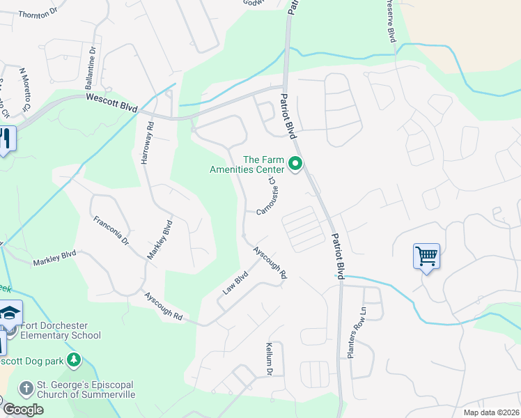 map of restaurants, bars, coffee shops, grocery stores, and more near 4814 Carnoustie Court in Summerville