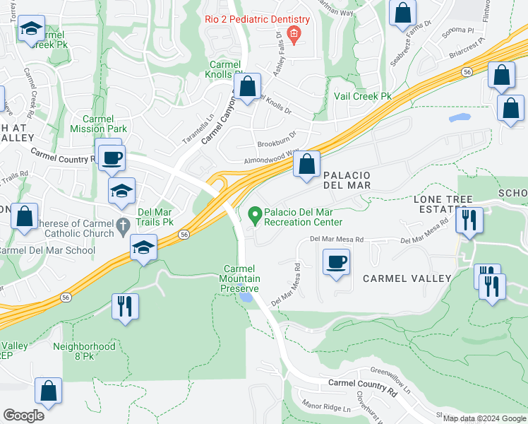 map of restaurants, bars, coffee shops, grocery stores, and more near 4902 Caminito Exquisito in San Diego