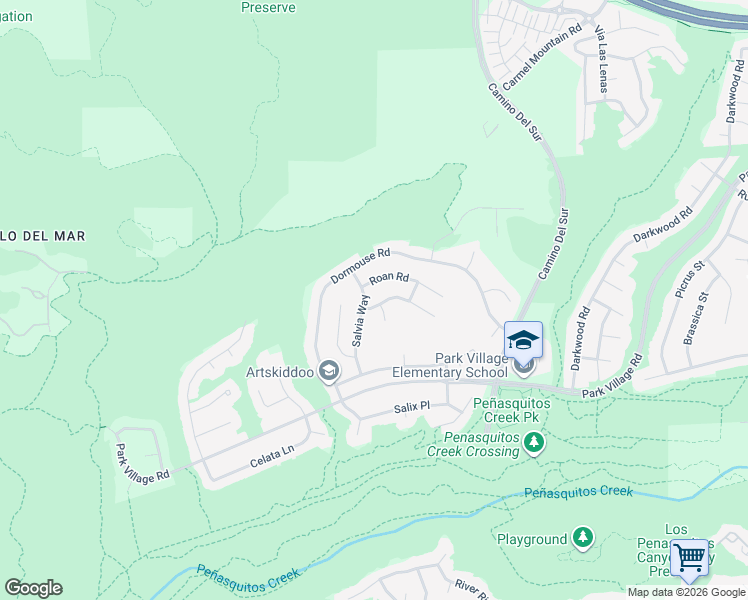 map of restaurants, bars, coffee shops, grocery stores, and more near 12293 Salvia Way in San Diego