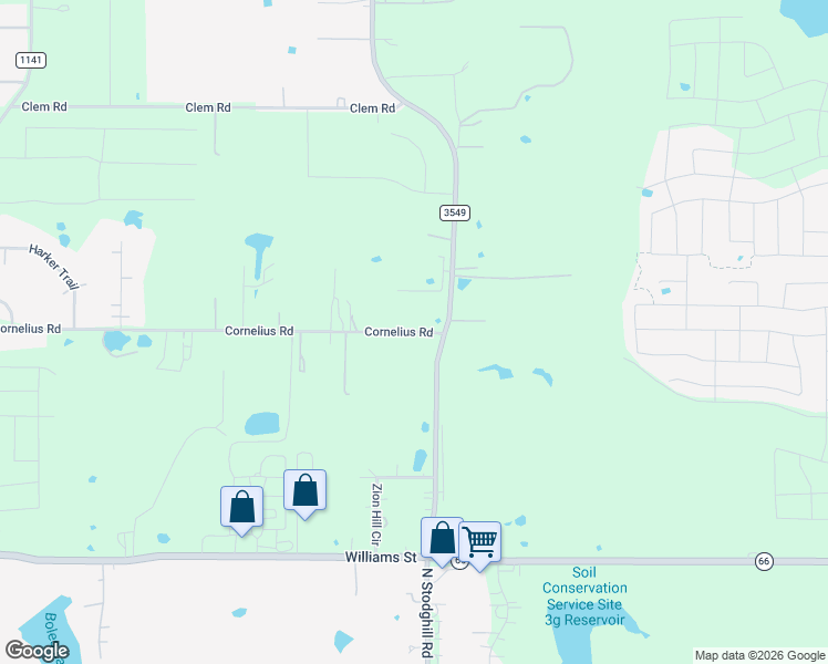 map of restaurants, bars, coffee shops, grocery stores, and more near 1054 Cornelius Road in Rockwall