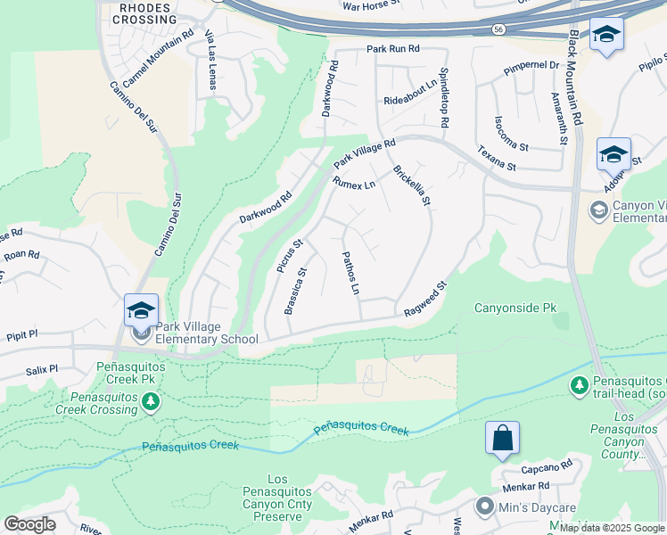 map of restaurants, bars, coffee shops, grocery stores, and more near 12465 Pathos Lane in San Diego