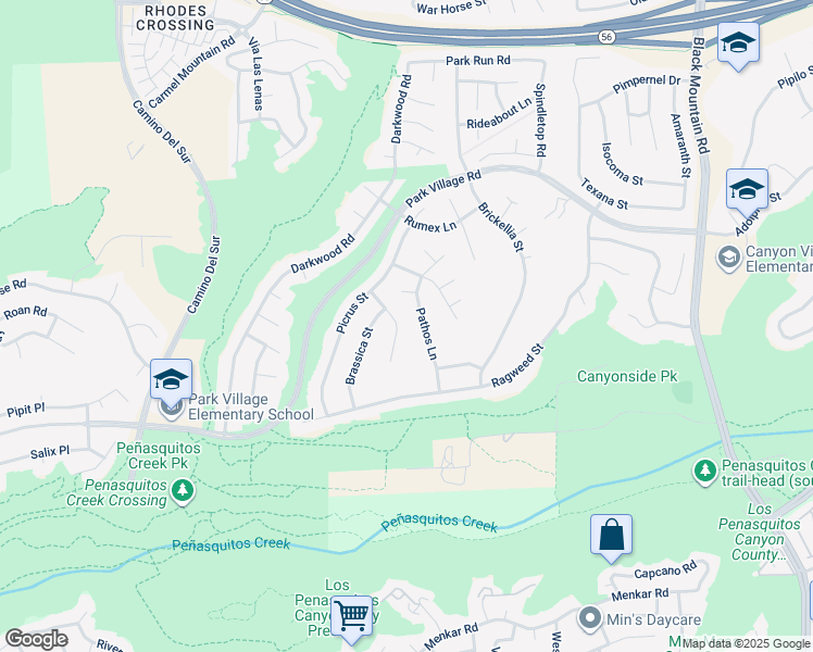 map of restaurants, bars, coffee shops, grocery stores, and more near 12465 Pathos Lane in San Diego