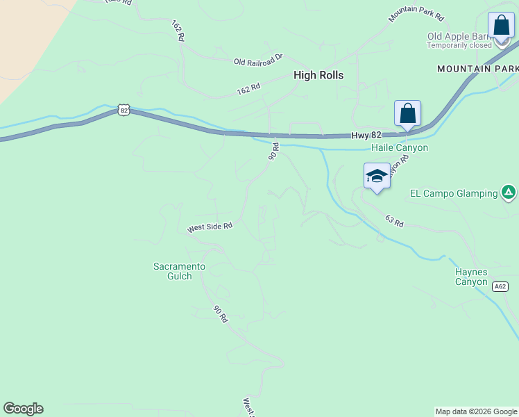 map of restaurants, bars, coffee shops, grocery stores, and more near 10 Deer Horn Lane in High Rolls