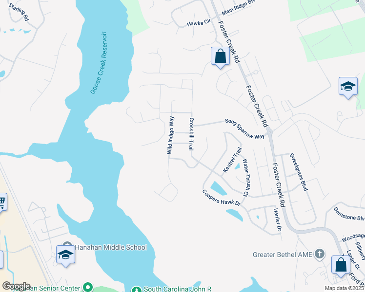 map of restaurants, bars, coffee shops, grocery stores, and more near 8004 Seastar Lane in Hanahan