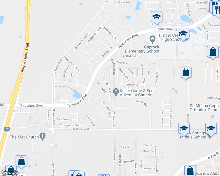 map of restaurants, bars, coffee shops, grocery stores, and more near 11733 Bobcat Drive in Fort Worth