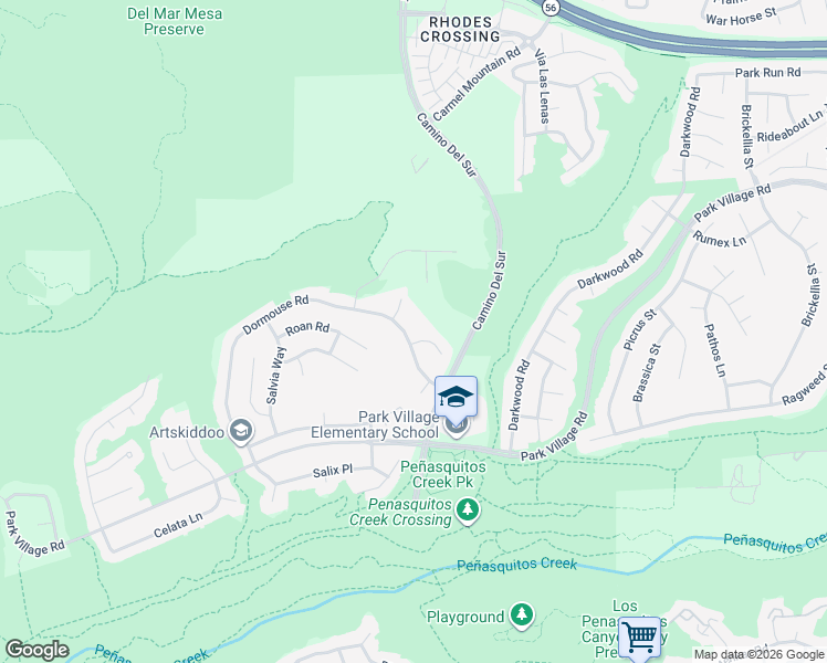 map of restaurants, bars, coffee shops, grocery stores, and more near 7935 Dormouse Court in San Diego