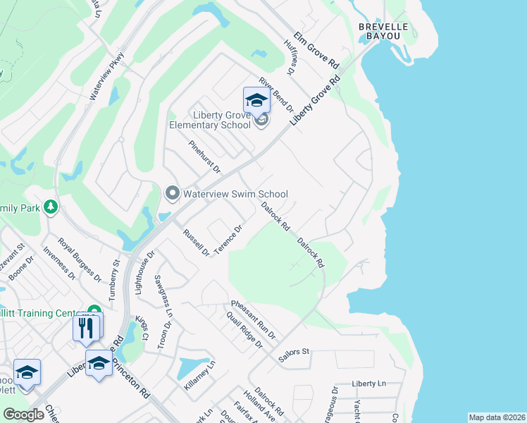 map of restaurants, bars, coffee shops, grocery stores, and more near 9525 Dalrock Road in Rowlett