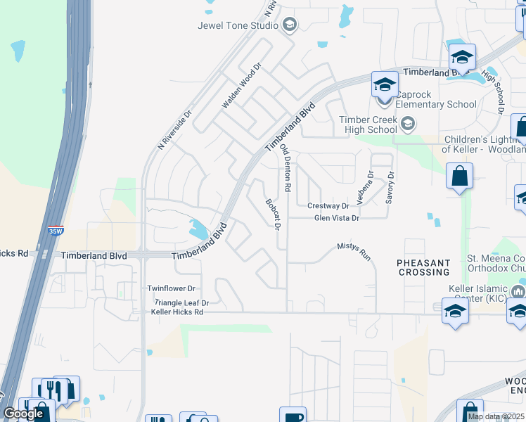 map of restaurants, bars, coffee shops, grocery stores, and more near 11720 Cottontail Drive in Fort Worth
