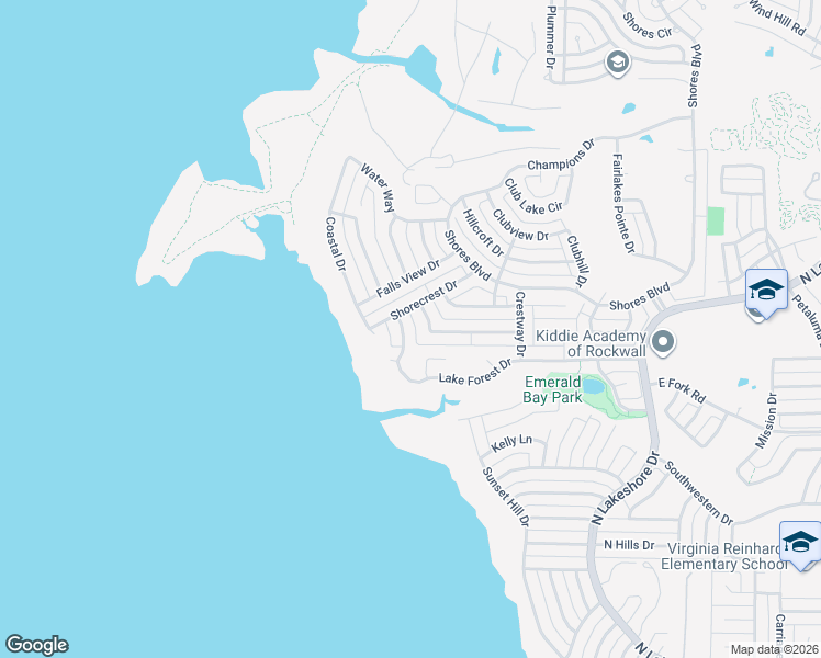 map of restaurants, bars, coffee shops, grocery stores, and more near 1265 Crestcove Drive in Rockwall