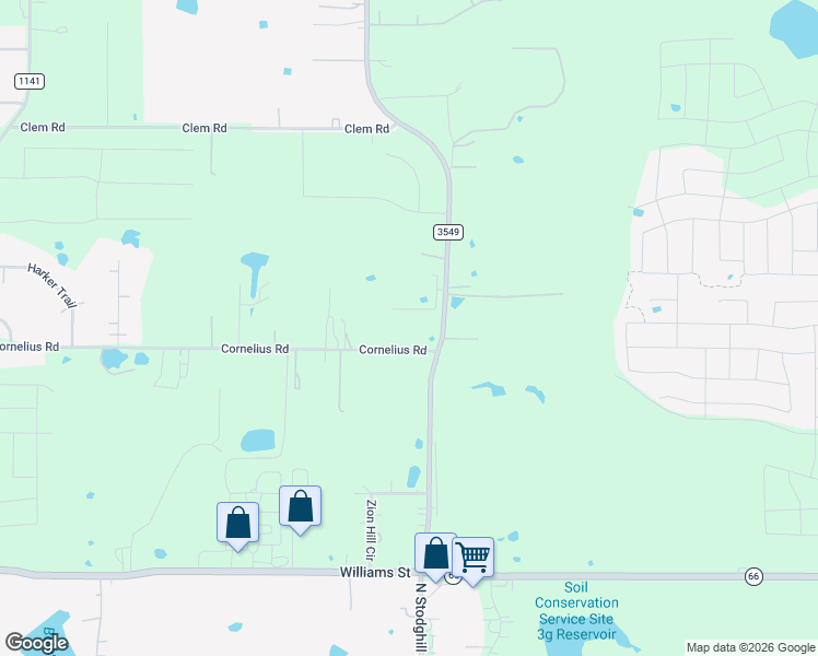 map of restaurants, bars, coffee shops, grocery stores, and more near 1054 Cornelius Road in Rockwall