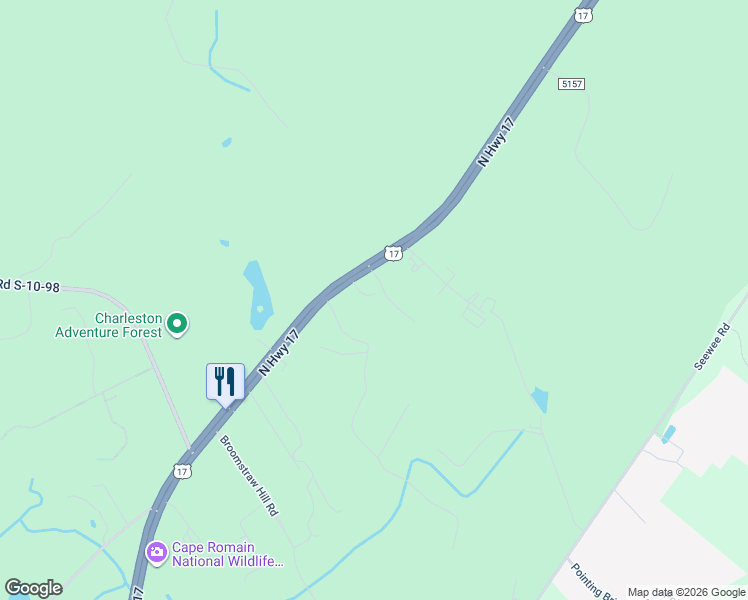 map of restaurants, bars, coffee shops, grocery stores, and more near 5225 U.S. 17 in Awendaw