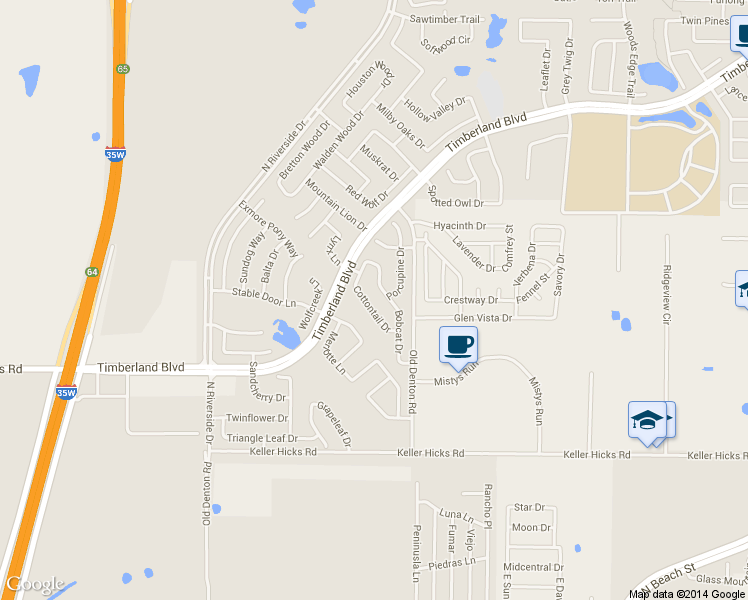 map of restaurants, bars, coffee shops, grocery stores, and more near 11749 Bobcat Drive in Fort Worth