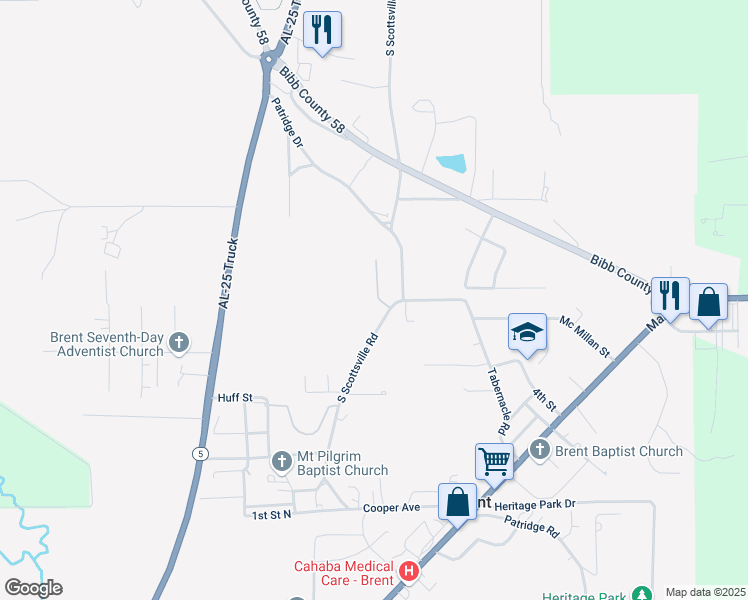map of restaurants, bars, coffee shops, grocery stores, and more near 996 Scottsville Road in Brent