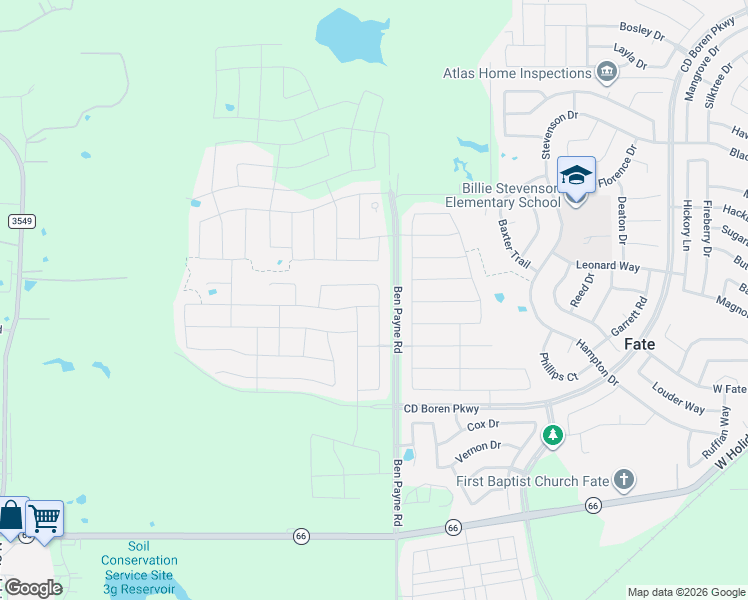 map of restaurants, bars, coffee shops, grocery stores, and more near 114 Highedge Drive in Rockwall