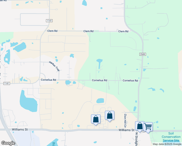 map of restaurants, bars, coffee shops, grocery stores, and more near 668 Cornelius Road in Rockwall