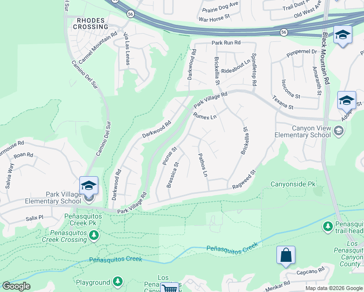 map of restaurants, bars, coffee shops, grocery stores, and more near 8454 Hopseed Lane in San Diego