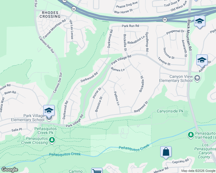 map of restaurants, bars, coffee shops, grocery stores, and more near 8484 Hopseed Lane in San Diego