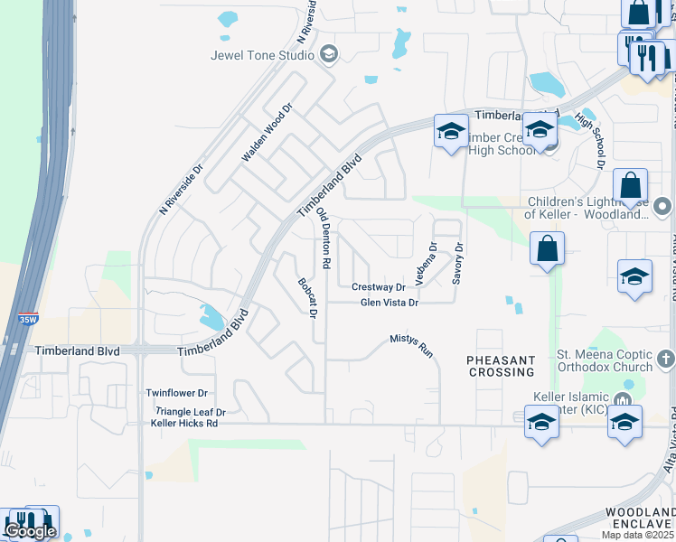 map of restaurants, bars, coffee shops, grocery stores, and more near 11701 Orchard Grove Drive in Keller