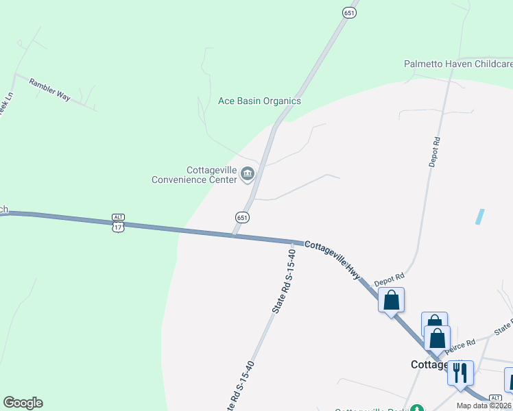 map of restaurants, bars, coffee shops, grocery stores, and more near 436-440 Rehoboth Road in Cottageville
