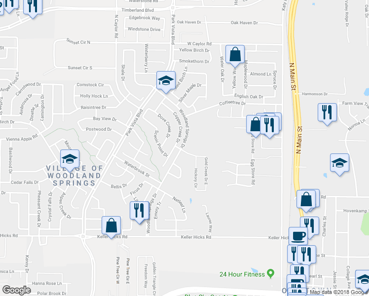 map of restaurants, bars, coffee shops, grocery stores, and more near 12048 Gold Creek Drive East in Fort Worth
