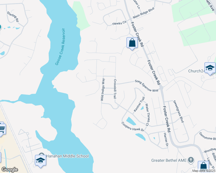 map of restaurants, bars, coffee shops, grocery stores, and more near 8007 Indian Hill Drive in Hanahan