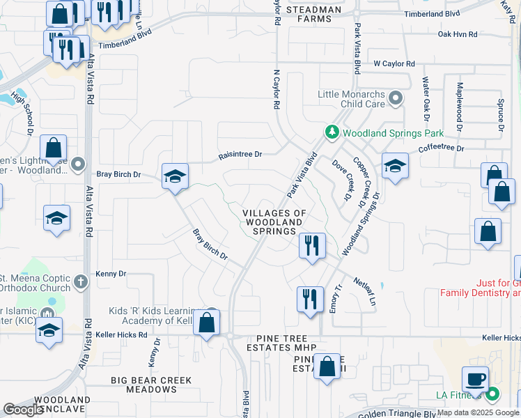 map of restaurants, bars, coffee shops, grocery stores, and more near 11812 Ponderosa Pine Drive in Fort Worth