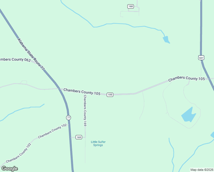 map of restaurants, bars, coffee shops, grocery stores, and more near 6168 County Road 105 in La Fayette