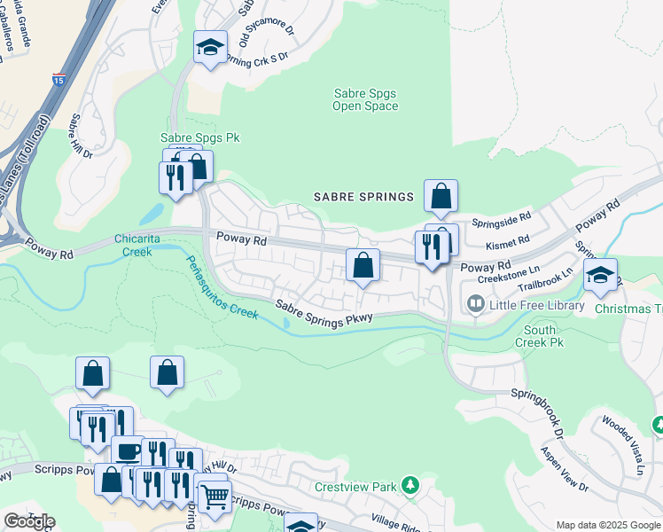 map of restaurants, bars, coffee shops, grocery stores, and more near in San Diego