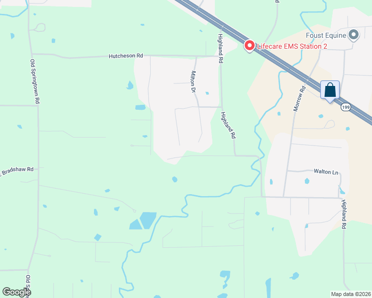 map of restaurants, bars, coffee shops, grocery stores, and more near 159 Howard Newby Lane in Springtown
