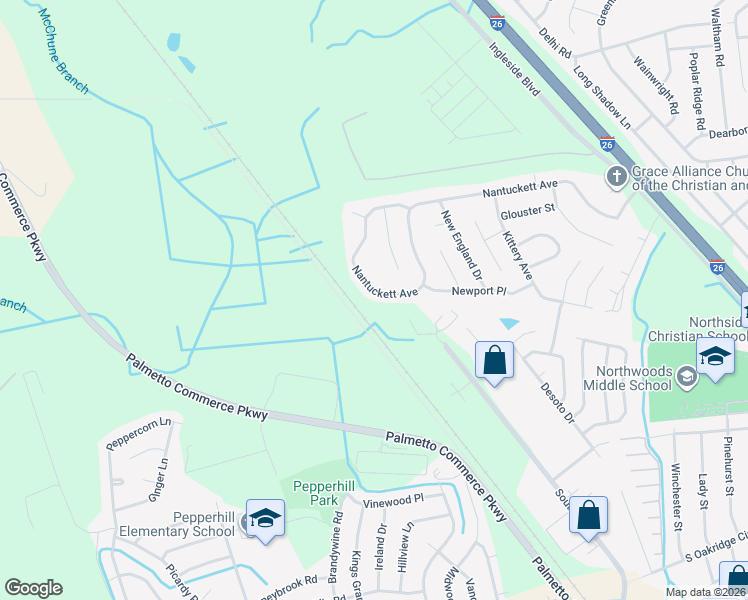 map of restaurants, bars, coffee shops, grocery stores, and more near 3046 Nantuckett Avenue in North Charleston