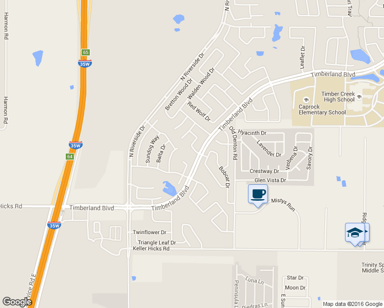 map of restaurants, bars, coffee shops, grocery stores, and more near 2816 Lynx Lane in Fort Worth