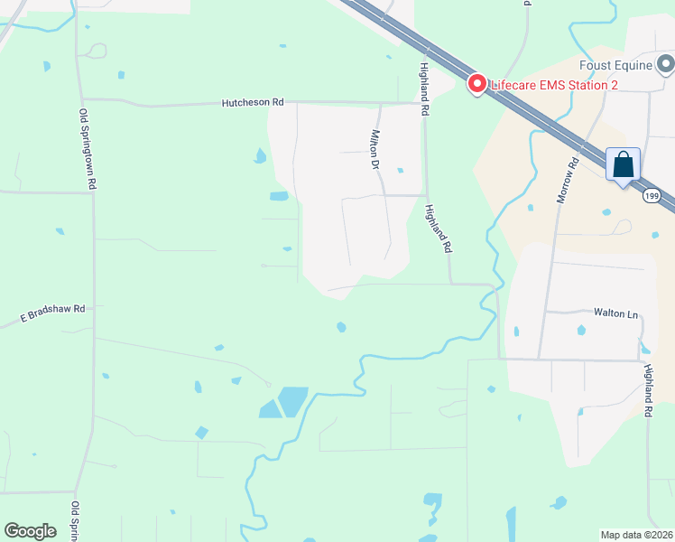 map of restaurants, bars, coffee shops, grocery stores, and more near 159 Howard Newby Lane in Springtown